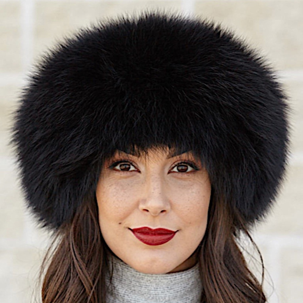 Saks Fifth Avenue Fox Fur Headband/Collar black